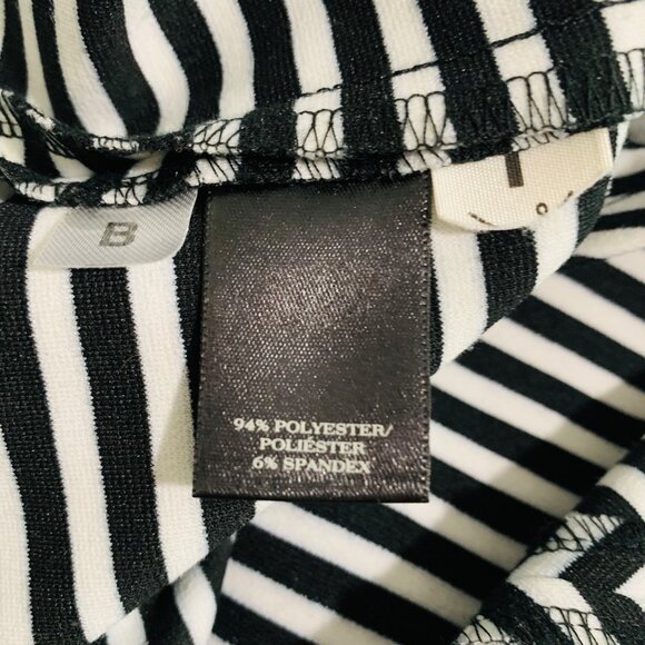 Striped Black & White Long-Sleeve Peplum Top By Ann Taylor Size Large - Picture 4 of 10